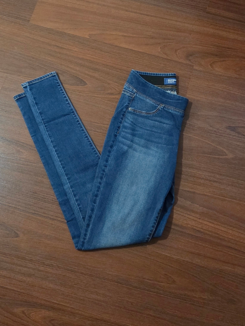 Old Navy Women's Rockstar Pulled-On Blue Stretch Jeggings - Denim  Wash, 4 Tall